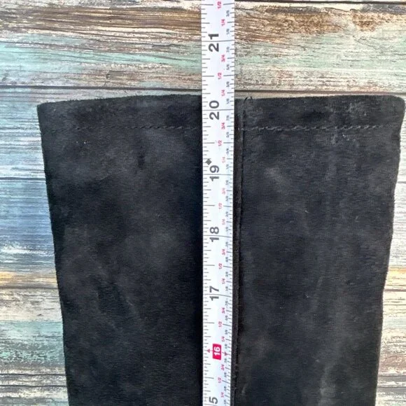 Born Over The Knee Boots Womens Size 7 Black Suede Pull On Block Heel Round Heel - Picture 9 of 13
